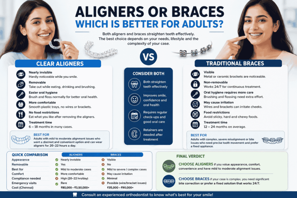 Aligners or Braces: Which Is Better for Adults in Chennai?